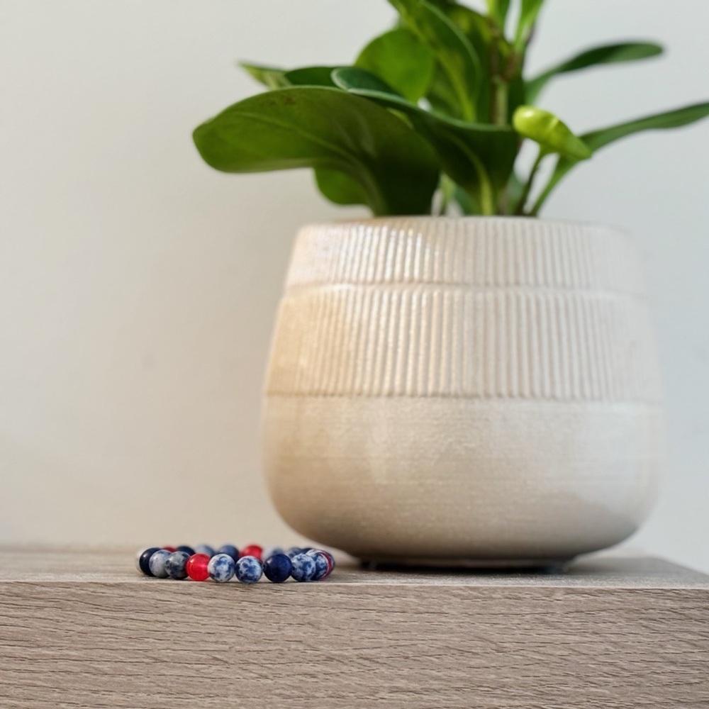 Sodalite and Carnelian Natural Stone (8mm) | Handmade Elastic Crystal Bracelet